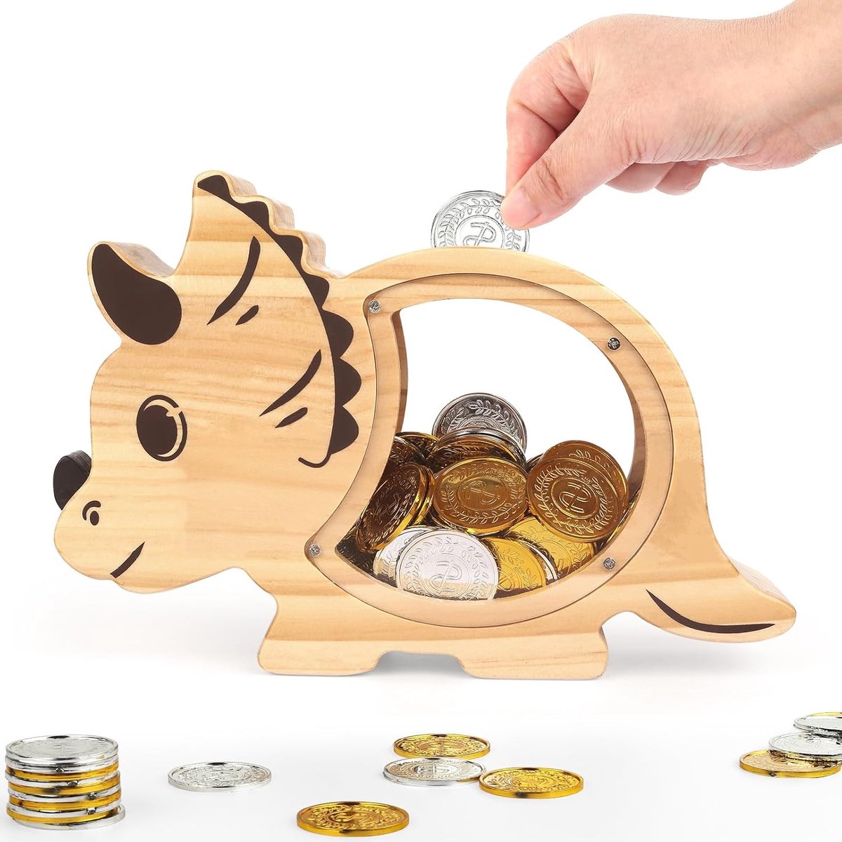 Spaarpot Houten Gepersonaliseerd - Dikke Dieren Spaarpot voor Jongens en Meisjes - DIY Stickers voor Verjaardag - ShopVlot