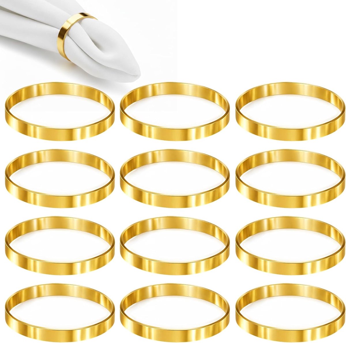 Servetringen goud - 12 stuks metalen servetringen - elegant design - perfect voor feesten - ShopVlot