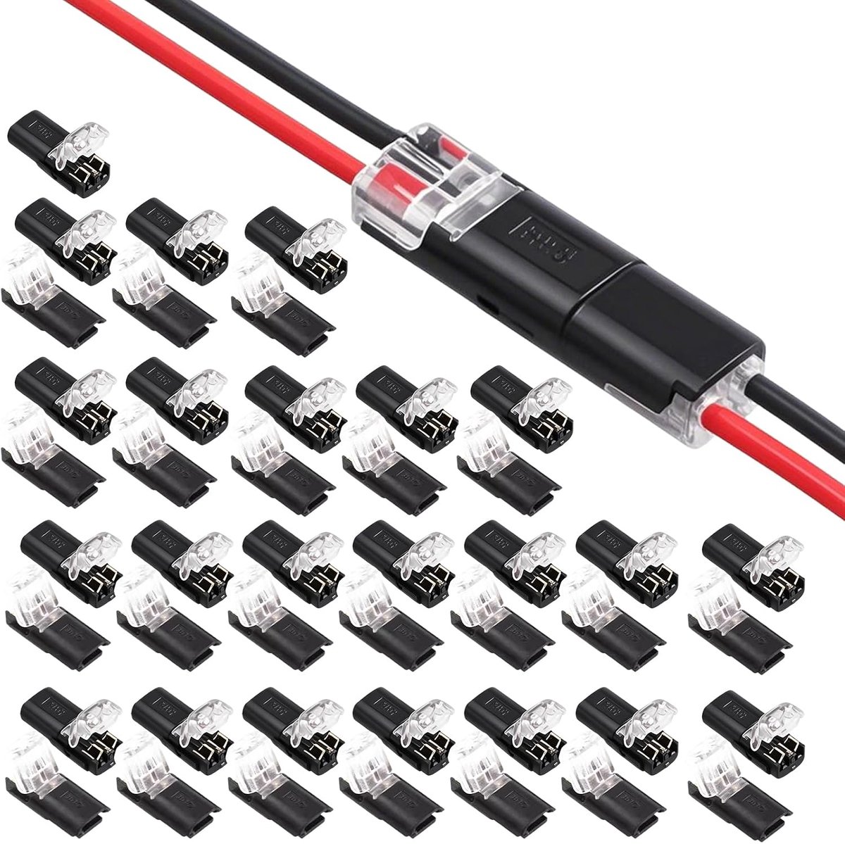 Auto kabelconnectoren 50 stuks - waterdicht 2-pins stekker - snel verbindingssysteem - ideale 12V aansluitingen - ShopVlot