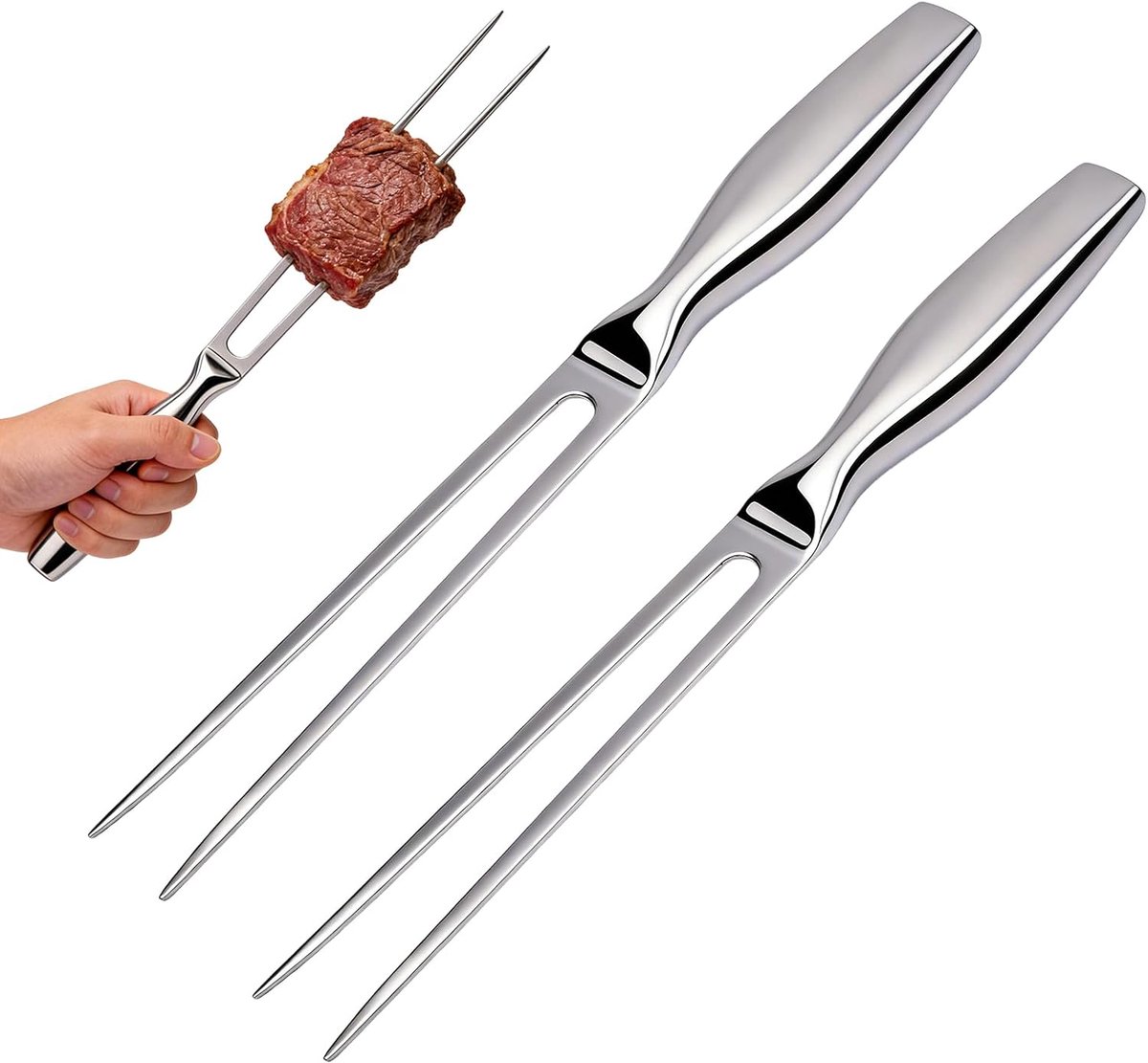 Vleesvork 27 cm - Roestvrij staal - Ergonomische handgreep - Perfect voor grillen - ShopVlot