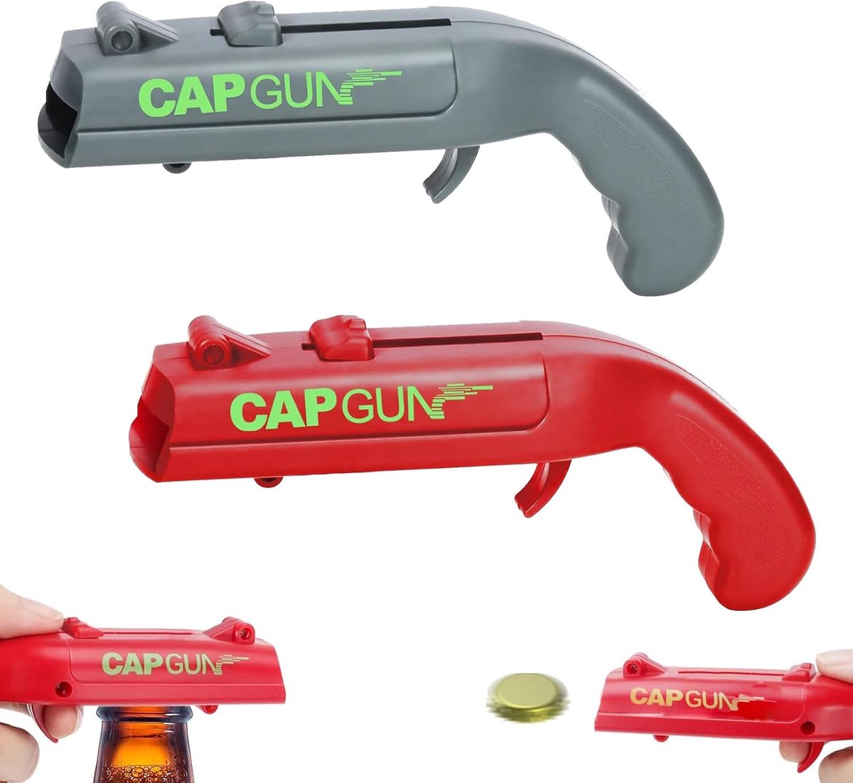 Capgun flesopener 2Pcs - Creatief ontwerp - Duurzaam materiaal - Perfect voor bierliefhebbers - ShopVlot