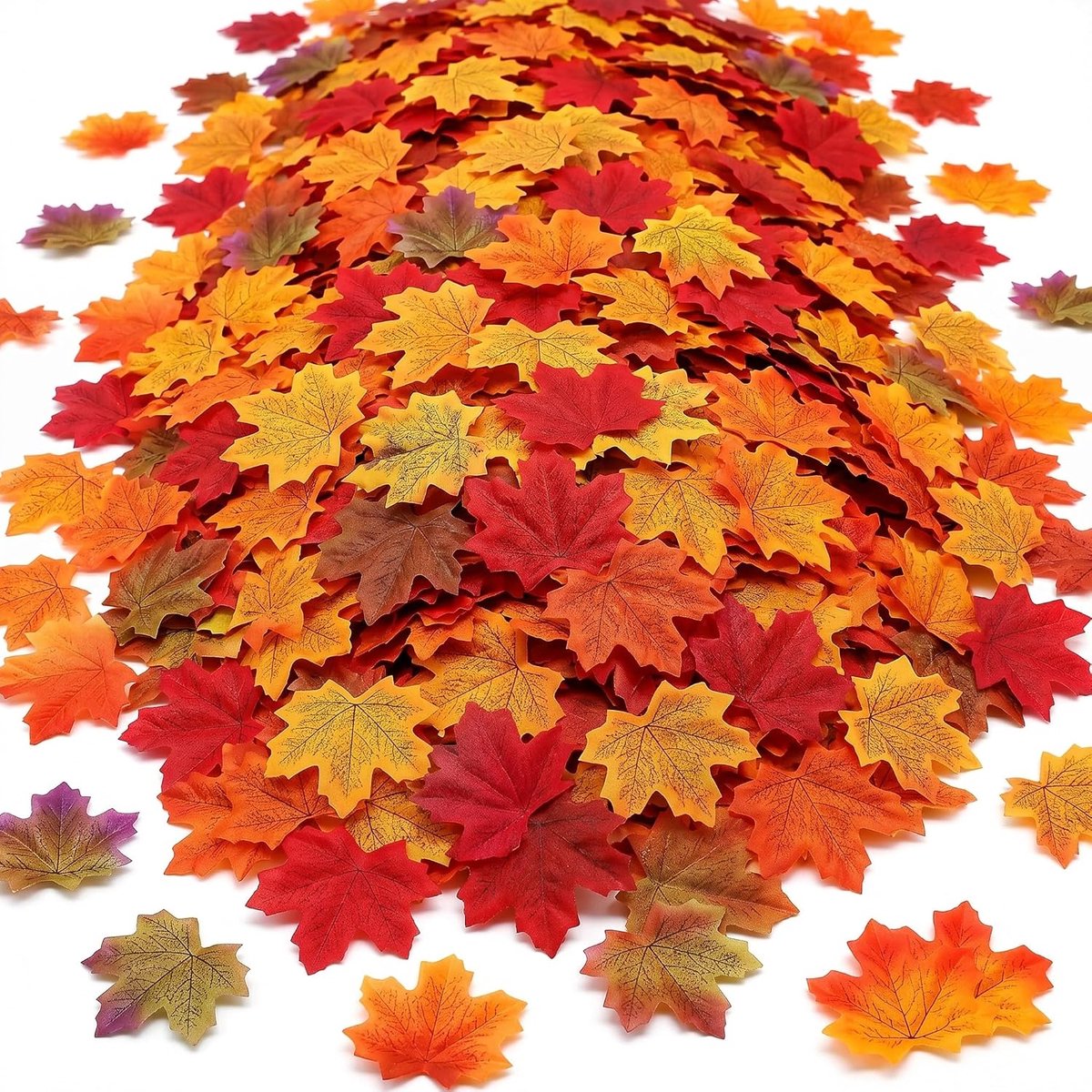 Kunstbladeren set 200 stuks - esdoornbladeren rood - geurloos polyester - herfstdecoratie voor tafels - ShopVlot