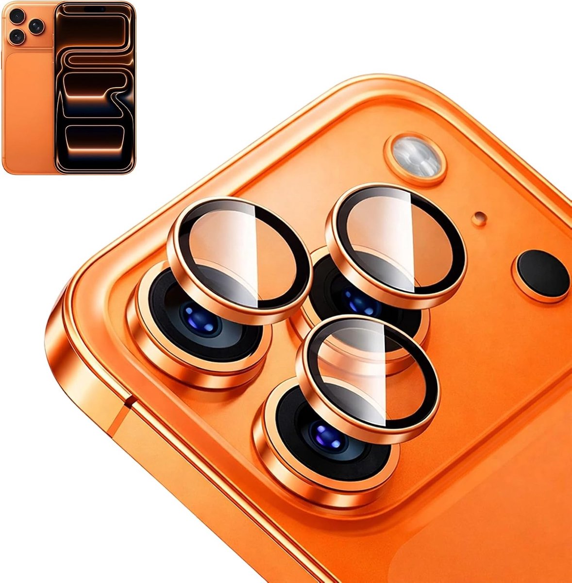 Camera bescherming voor iPhone 17 Pro Max - 3 stuks - oranje - krasbestendig en schokproof - ShopVlot
