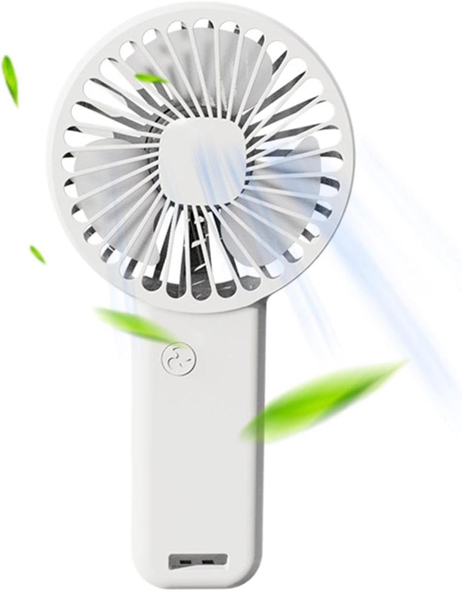 Draagbare Oplaadventilator - Handventilator Stille Ventilator - Koel Blijven Buiten - 3 Snelheidsmodi - 19x10x19 cm - Wit