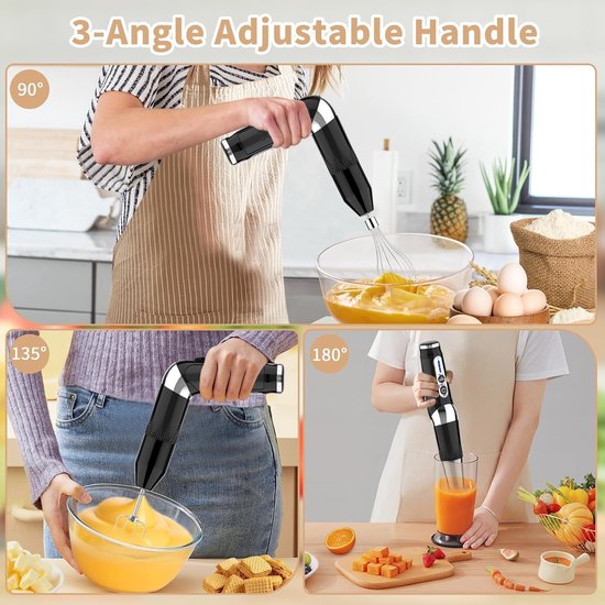 Draadloze Staafmixer - Mixer Op Batterijen - Keuken Assistent - 4-in-1 Functie - 700 ml - Zwart — afbeelding 5