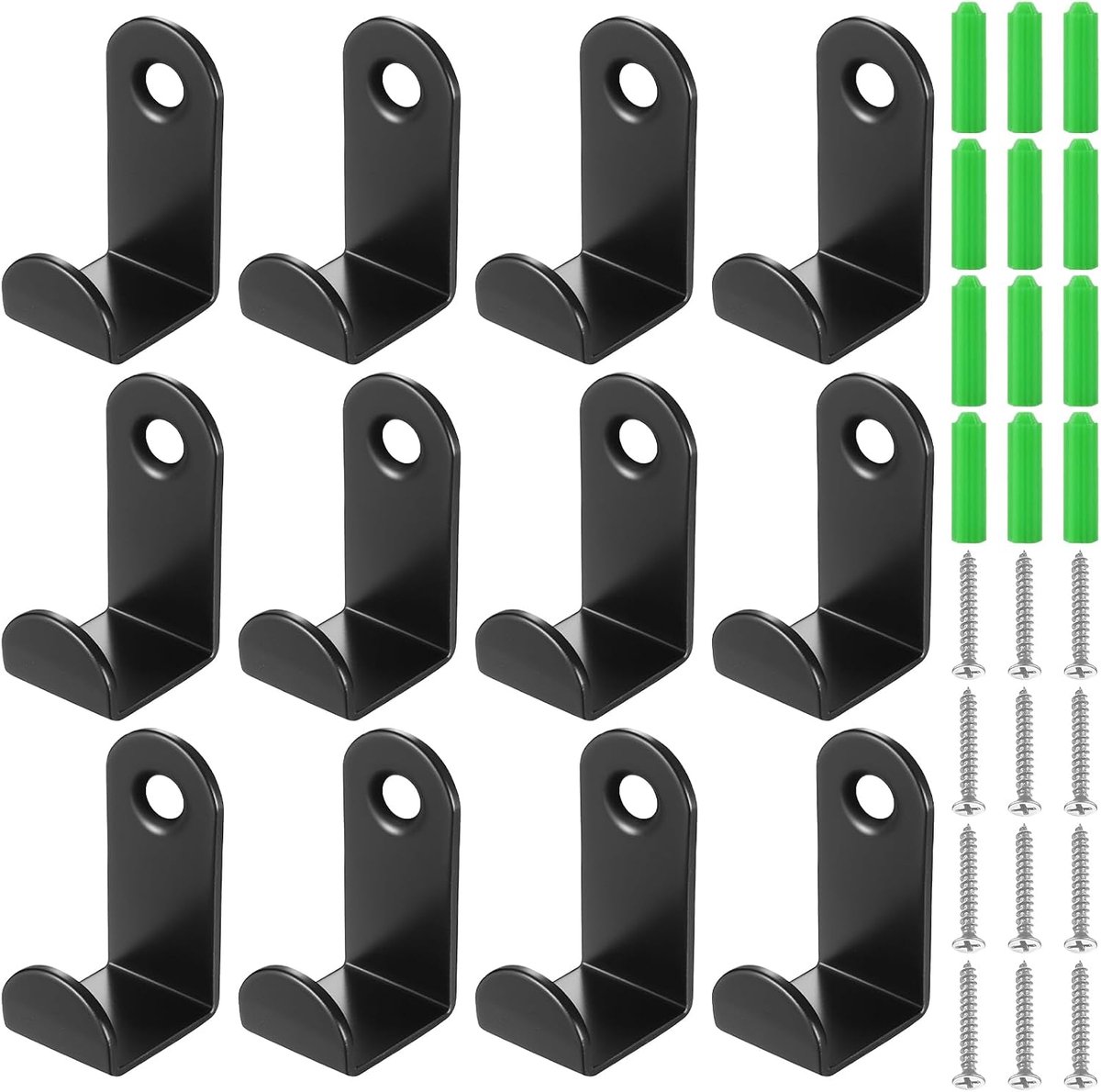 Wandhaken 12 stuks - carbonstaal - kras- en corrosiebestendig - ideaal voor jassen en handdoeken - SnelShoppen