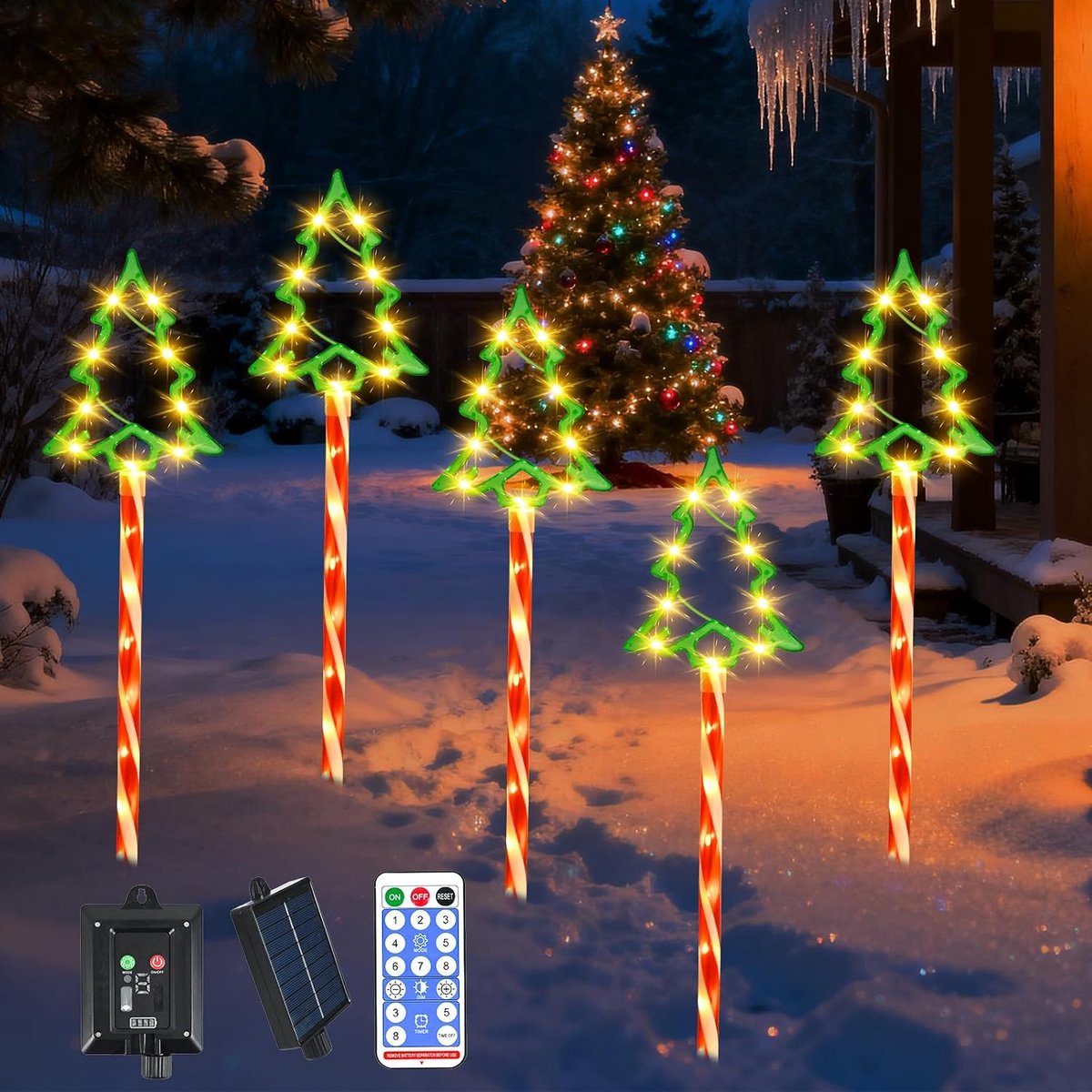 Kerstverlichting op zonne-energie - 8 modi - kleurrijk kerstpatroon - sfeervolle verlichting voor buiten - SnelShoppen