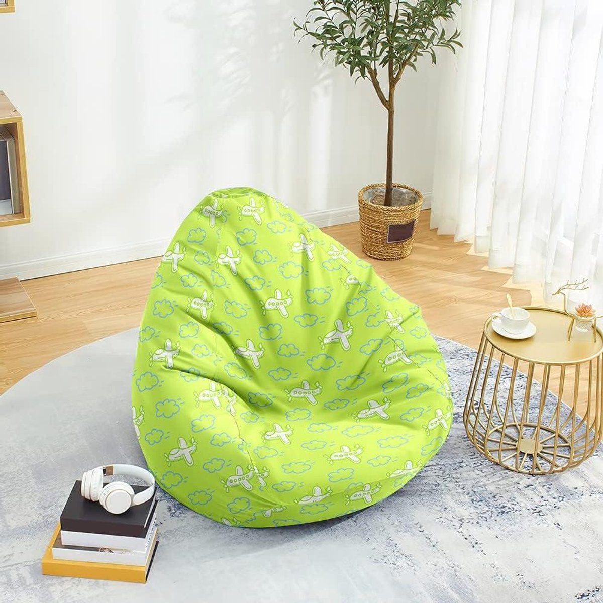Zitzak Hoezen - Stoelhoes Opbergtas - Speelgoed Opbergen - Met Rits - 80x90cm - Groen