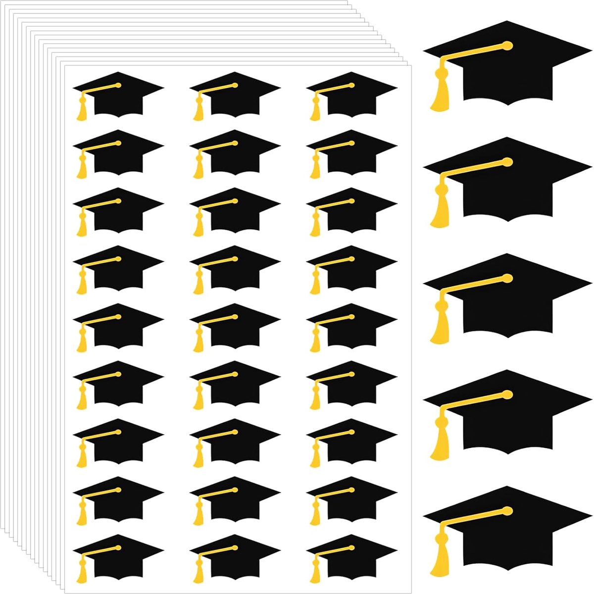 Stickers voor afstuderen 16 stuks - zwart A - waterdicht en zonbestendig - perfect voor cadeaus - SnelShoppen
