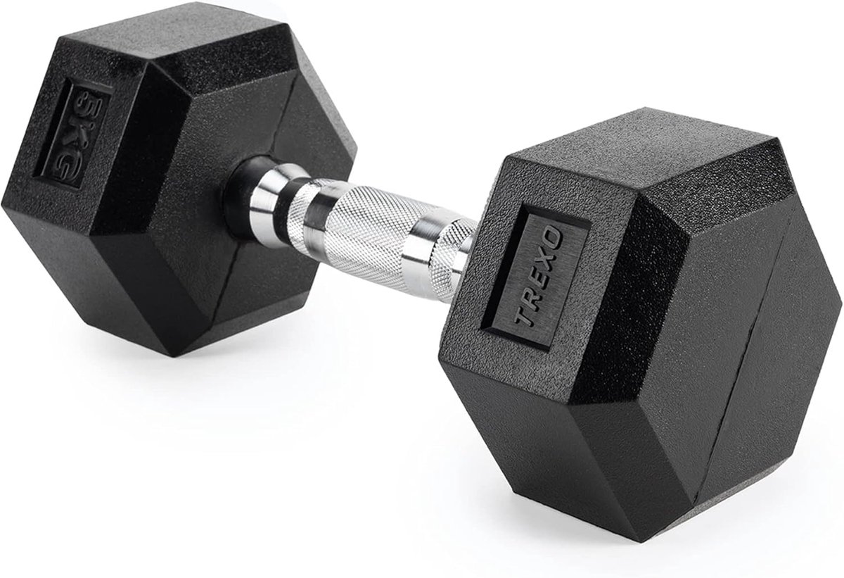 Halter 5kg Hexagon - Duurzaam rubber gietijzer - Ergonomische greep - Ideaal voor krachttraining thuis - SnelShoppen