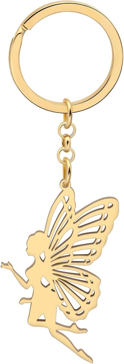 Leuke Fairy Sleutelhanger Mode Geschenken Voor Vrouwen Meisjes Portemonnee Sleutelhanger Vlinder Fairy Vleugels Sieraden, 18-karaats verguld B, M