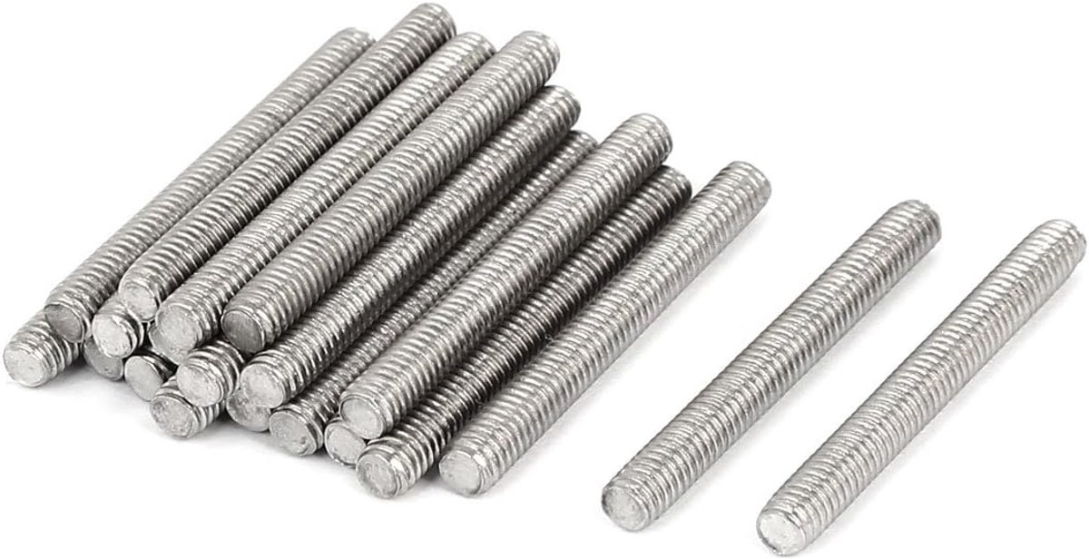 Sourcingmap M4 x 35mm 0.7mm Pitch 304 roestvrij staal volledig schroefdraad staven Zilver Tone 20 Stks