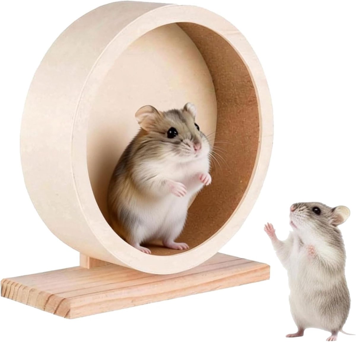 15 cm stille loopfiets voor hamsters, accessoires voor kleine dieren, loopfiets met 2 anti-slip pads, houten loopfiets, knaagdier-loopfiets
