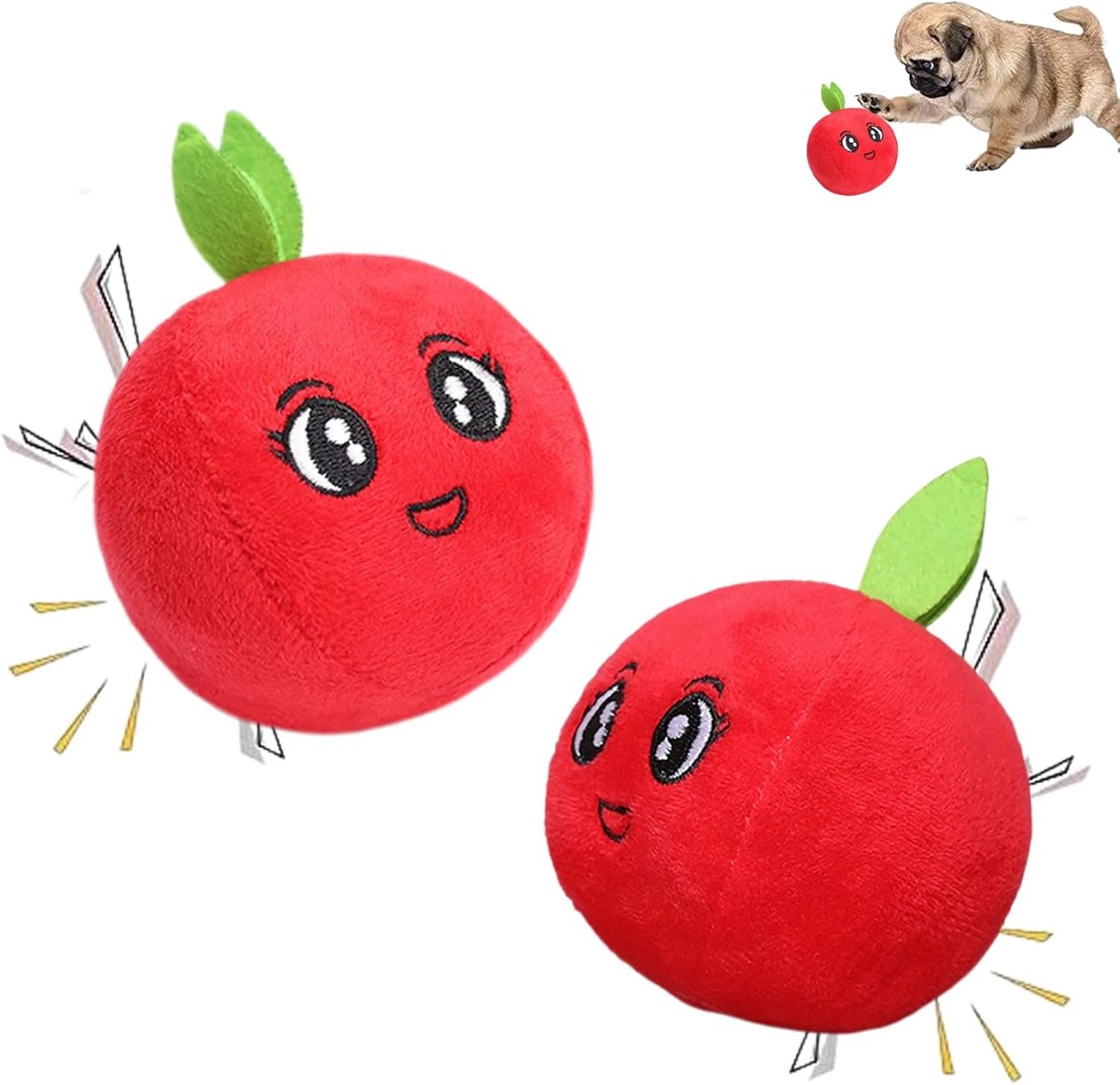 2 Hondenspeelgoed, onverwoestbaar hondenspeelgoed, hondenspeelgoed piepend, hondenspeelgoed grote hond hondenspeelgoed Puppy Little Apple Cotton Sound Toys