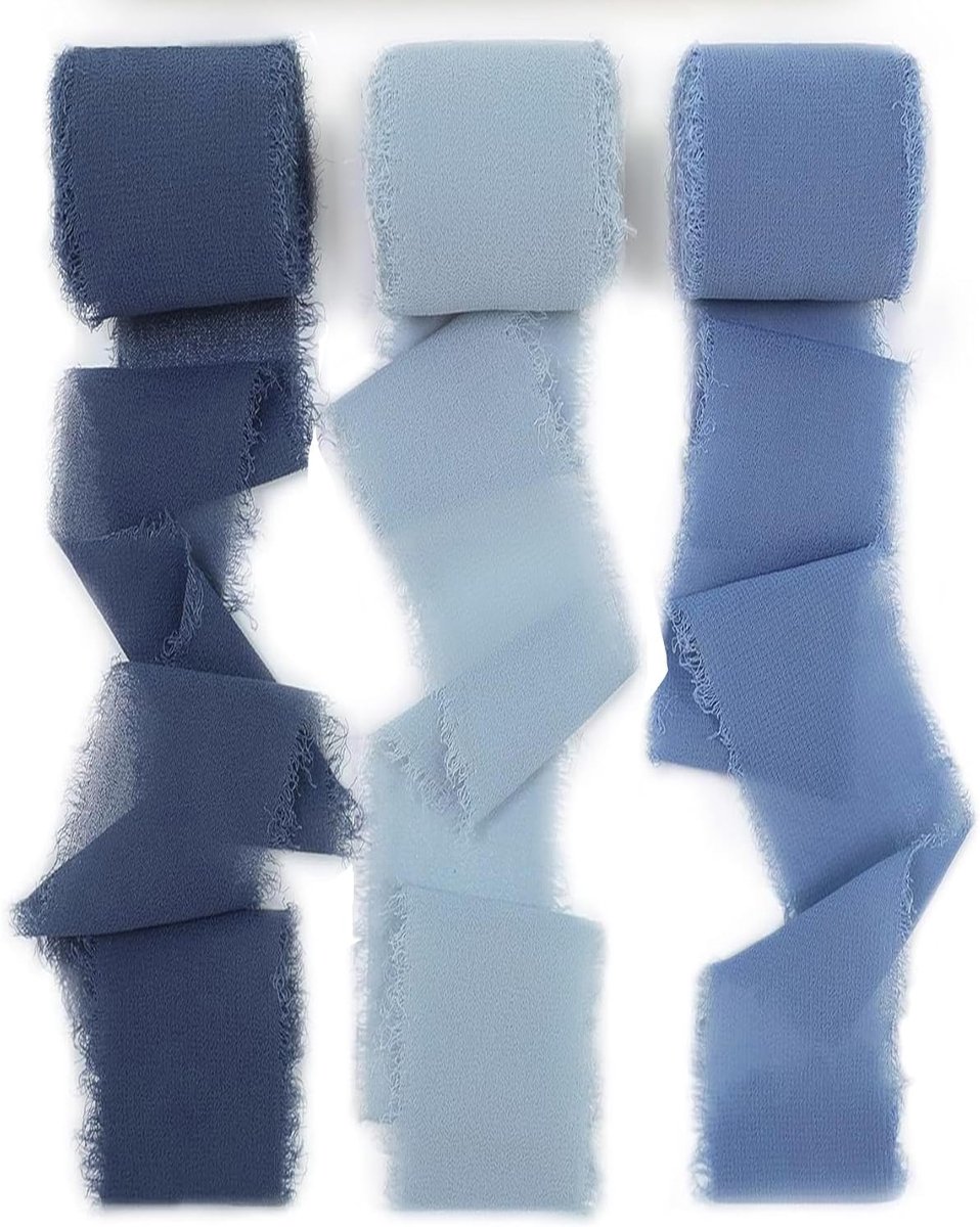 Lint, 3,8 cm x 27,4 m, lint, eucalyptusgroen, cadeaulint, chiffonlint voor bruiloftsuitnodigingen, bruidsboeketten (blauwe serie)