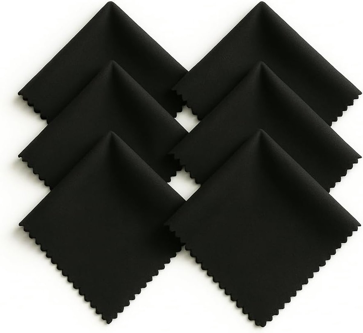 Brillendoekjes microvezel 6-pack hoogwaardige reinigingsdoek voor brillen poetsdoek streepvrij nanovezeldoek voor schermen en glazen 15x18cm in zwart