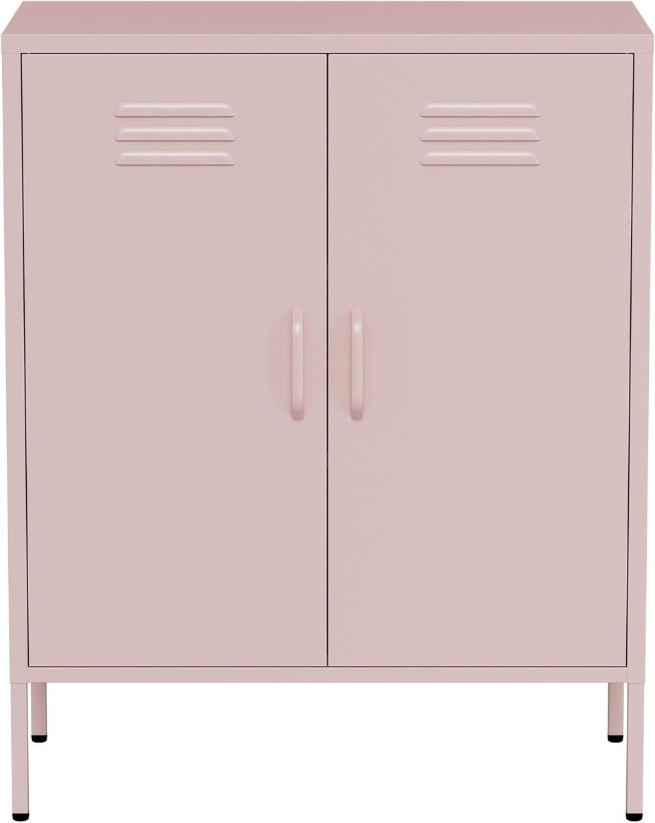 Sideboard 80x40x100cm - Metaal - Roze - Ideale opbergruimte voor tuingereedschap - SnelShoppen