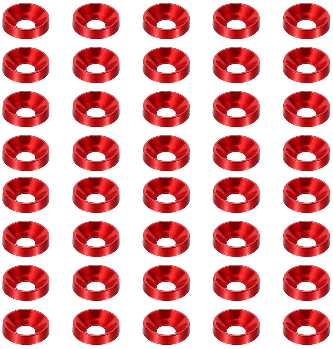 M3 verzonken sluitring, 40 stuks sluitringen van geanodiseerde aluminiumlegering voor schroeven, mechanische accessoires, doe-het-zelf modellen, rood