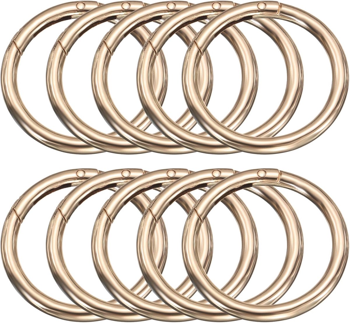 10 stuks metalen veer-O-ringen 1,5 inch trigger-veer-veer-sleutelringen gesp ronde snap-clip voor doe-het-zelf sleutelhanger, tas, portemonnee, handtas, goud