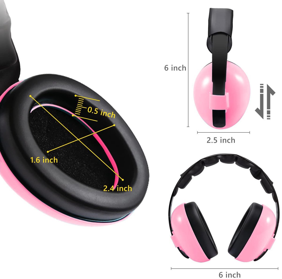 Hoofdtelefoon over-ear - eluiddempende roze - gehoorbescherming - ideaal voor muziek en rust - SnelShoppen