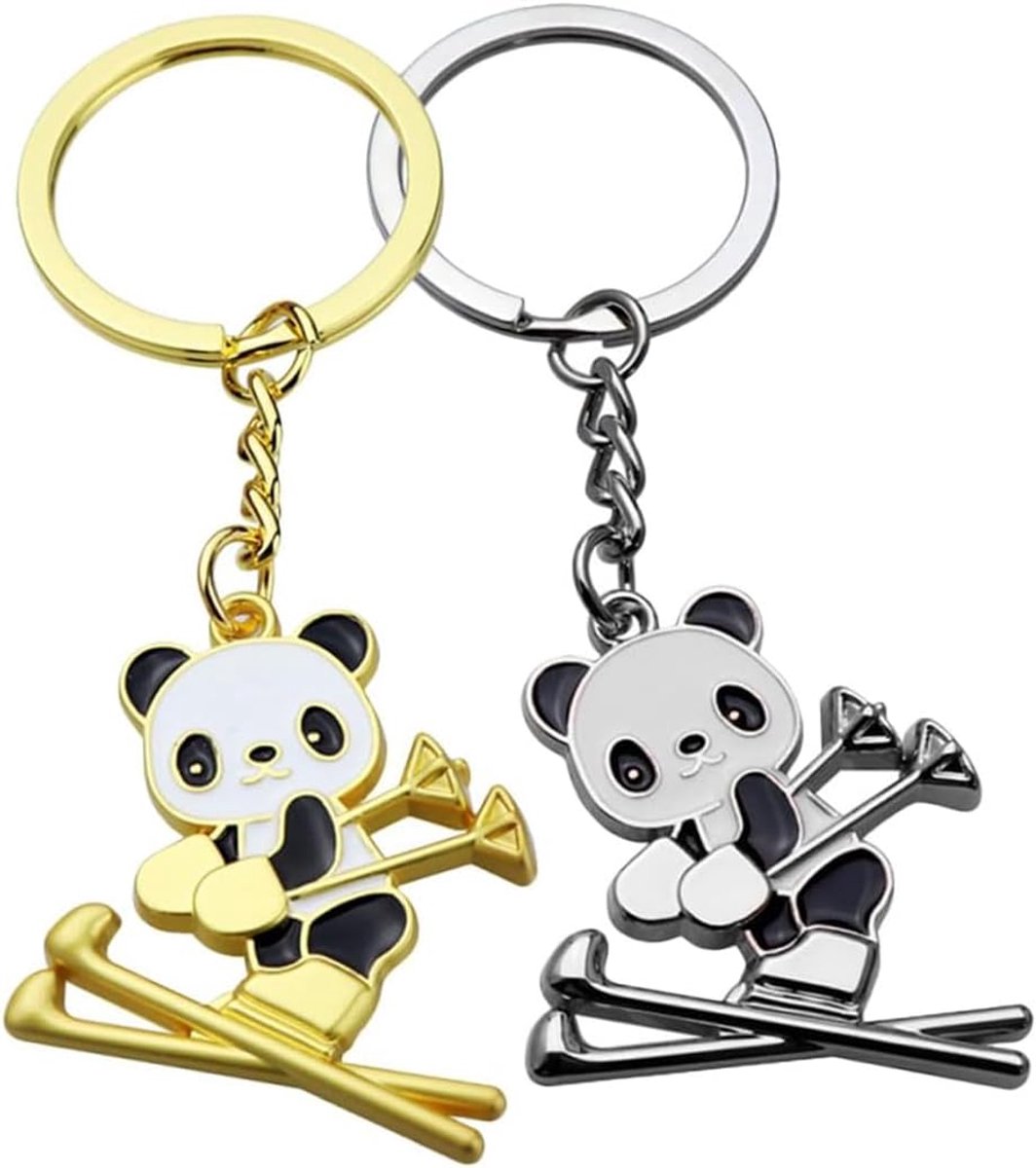 2 stuks hanger ski panda sleutelhanger dieren hanger sleutelhanger panda sleutelhanger sleutelhanger panda zinklegering