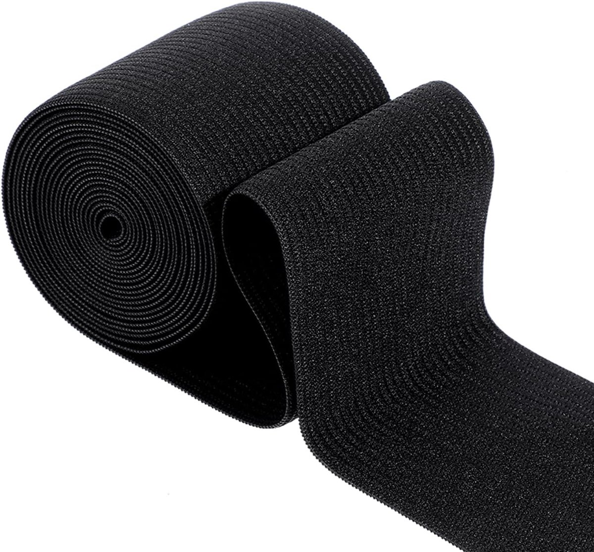 Elastische band om te naaien, 7,5 cm breed gebreide elastische band, 3 meter zwart gebreide elastische bandjes voor naaien doe-het-zelf projecten ambachten taillebanden broek taille sprei