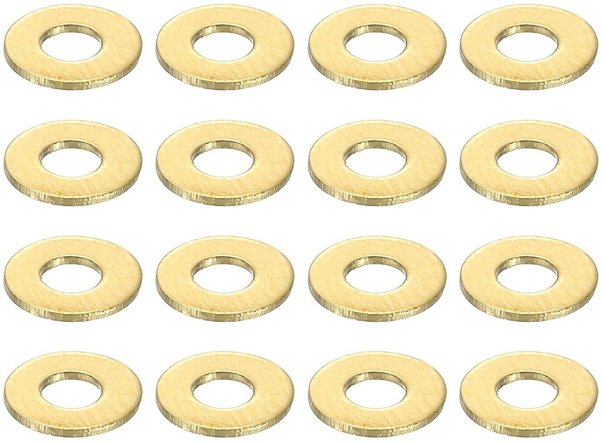 Platte afdichtingen, M2 x 5 x 0,4 mm messing sluitringen, platte ringen voor schroeven, bouten, machinereparatie, buitenbouw