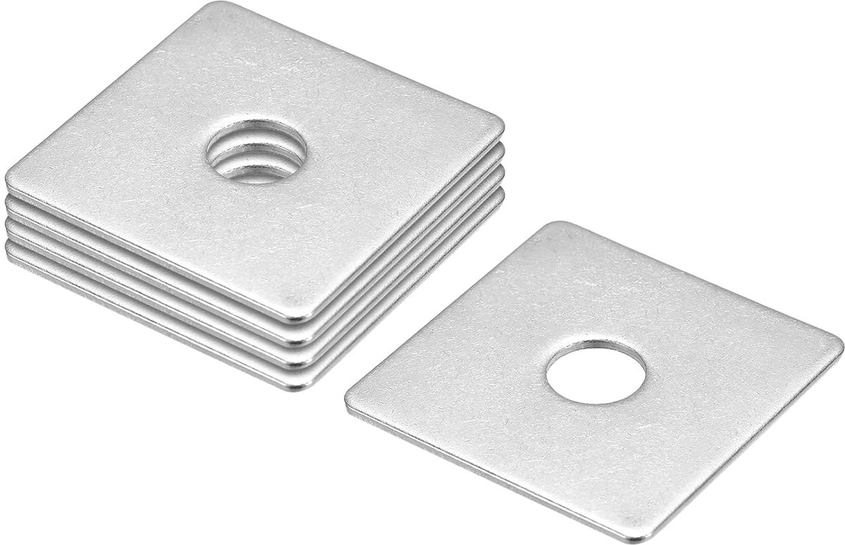 Vierkante sluitringen, 5 stuks, M12 x 50 x 50 x 2 mm, 304 roestvrij staal, vierkante plaat, platte sluitringen, afstandskussen, afdichting voor armaturen