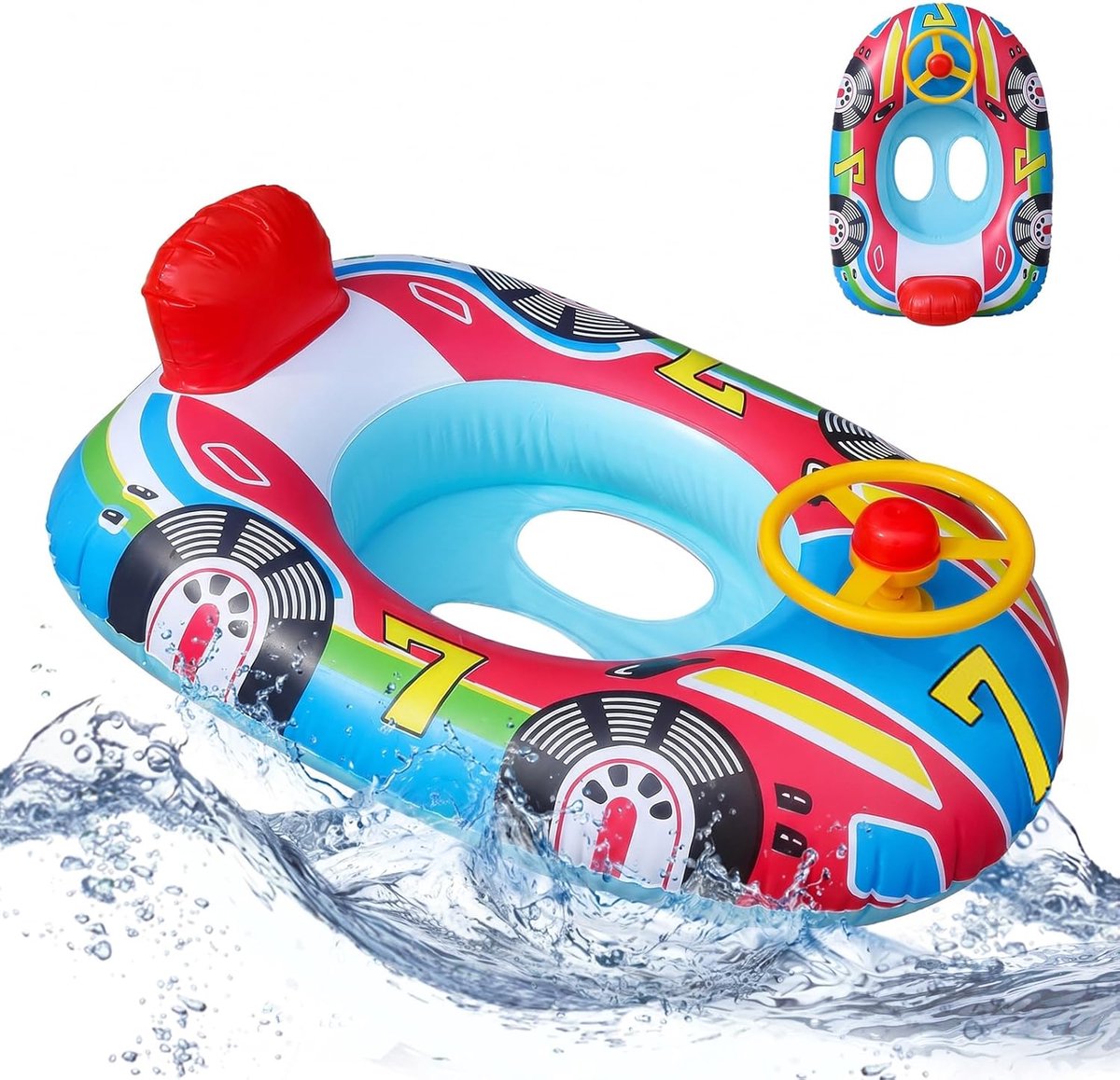 Baby-zwemband met stuur, opblaasbaar, voor baby's, zwemring, zwembad, speelgoed voor baby's van 1 tot 4 jaar