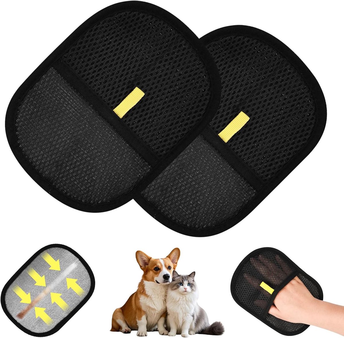 Handschoenen, herbruikbare kattenhandschoenen, antistatische vachthandschoenen, vingerloos, dubbelzijdige grooming handschoen kat
