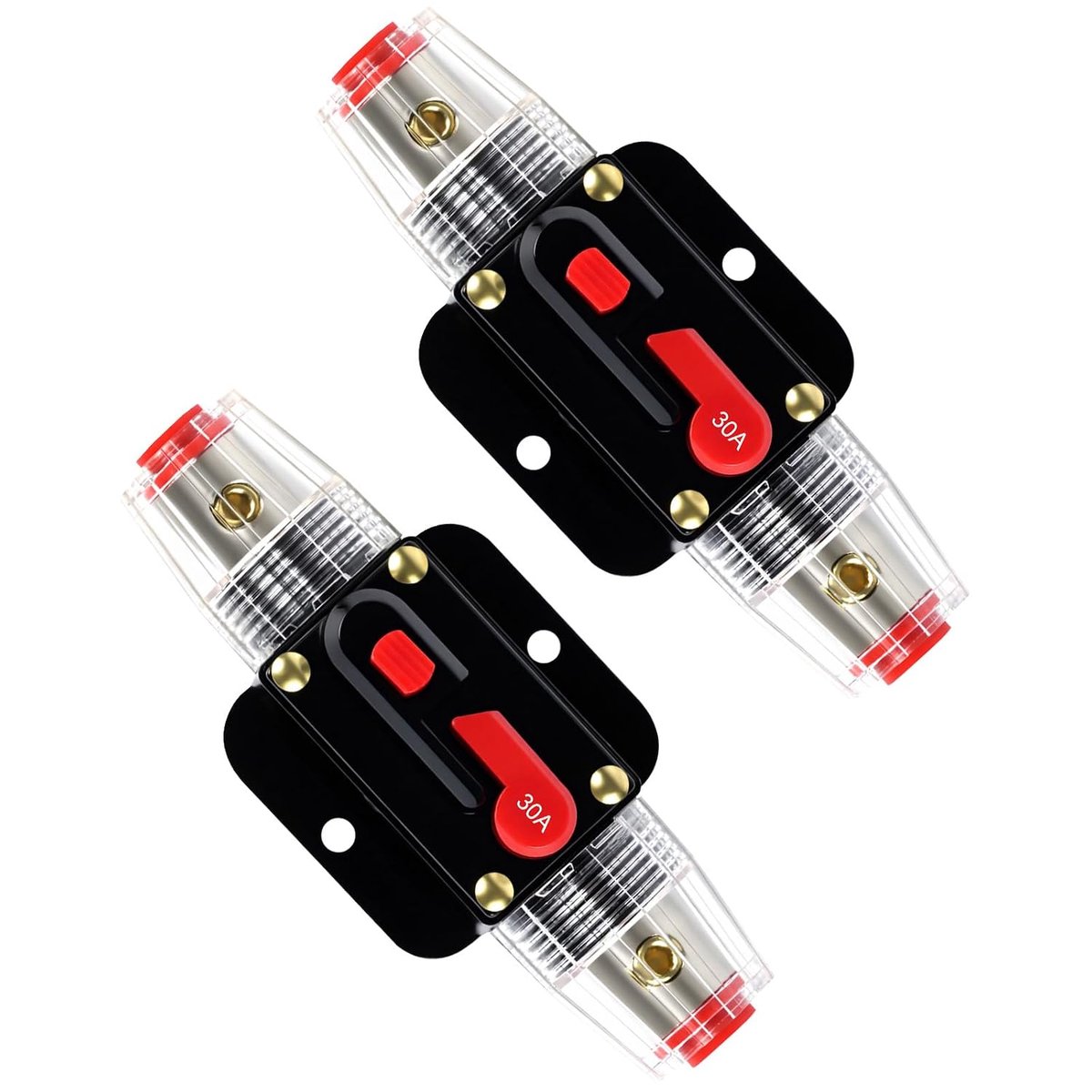 Zekering, 2 stuks 12V-24V DC-stroomonderbreker met handmatige reset, waterdichte autostroomonderbreker, overbelastingsbeveiliging voor zekeringhouders in auto's, campers en bussen.