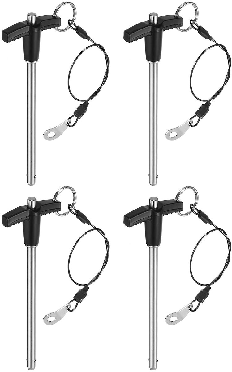 4-pins T-greepvergrendeling, 6 mm x 80 mm, nuttige lengte van roestvrij staal, snelontgrendelingspin met drukknop