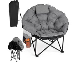 Seth Select Opvouwbare Campingstoel XL – Extra Grote Maanstoel met Hoofdsteun, Bekerhouder en Opbergtas – Gevoerde Zitting – 150 kg