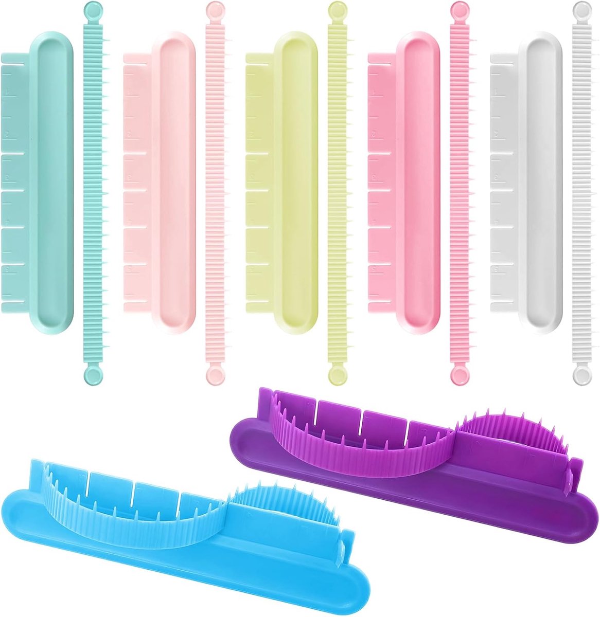 7 Packs Verstelbare Cake Arch Guide Tool met graduele schaal, Fondant Flip Cake Arc Liniaal Marker Stencil, Swag Templates Meet Aid Divider voor Decoreren Bakken Ruffle Art (Multi-Color)