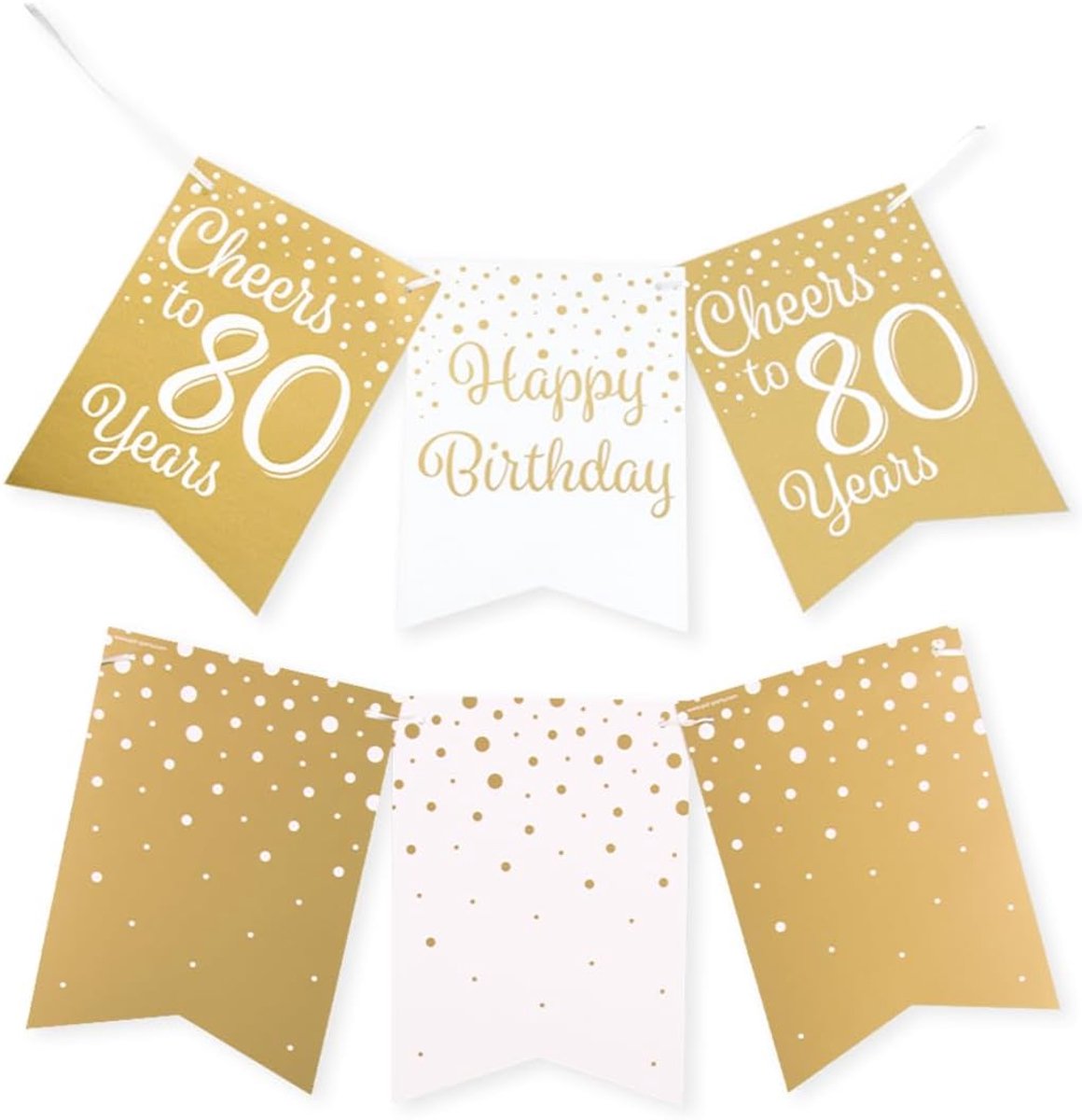 Vlaggenlijn 80 Jaar - Wit & Goud - Feestdecoratie - Creëer direct sfeer - SnelShoppen