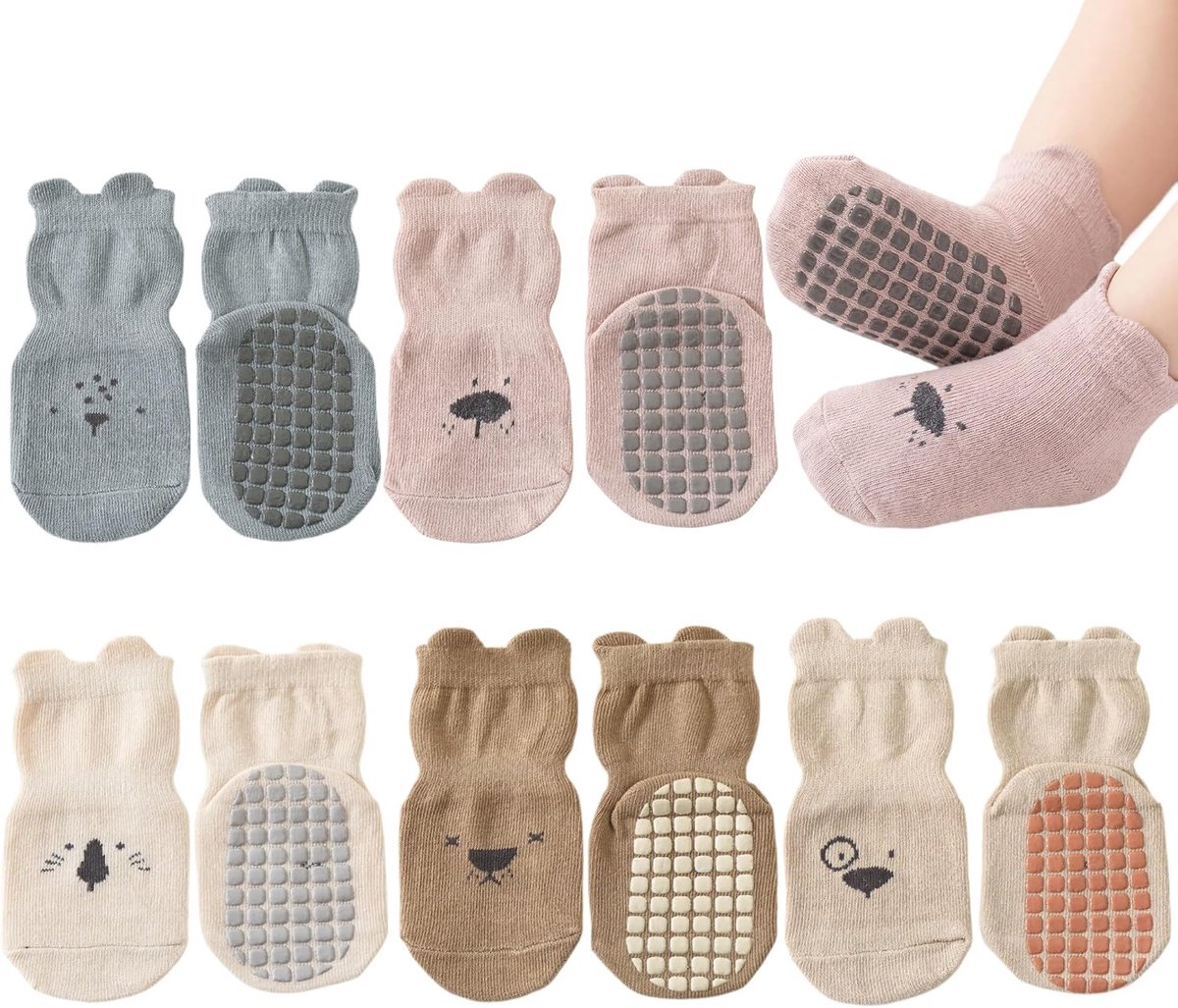 Babyen Kinderen, 5 Paar Katoenen Babysokjes | Antislipsokken Jongens En Meisjes, Babykruipsokken, Kindersokken Met Dierenprints