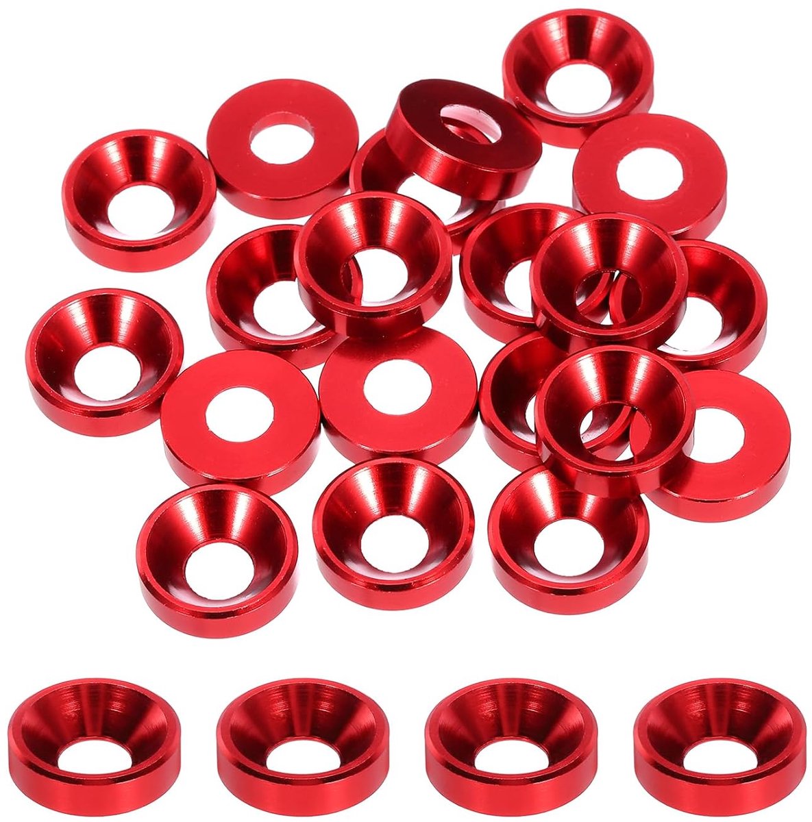 Verzonken sluitringen M5 diameter gat 5,1 mm / 0,2 afdichtingen aluminium afdichting sluitring kop kop voor schroeven RC / FPV / PC / mechanische drone onderdelen model 20 stuks (dieprood)