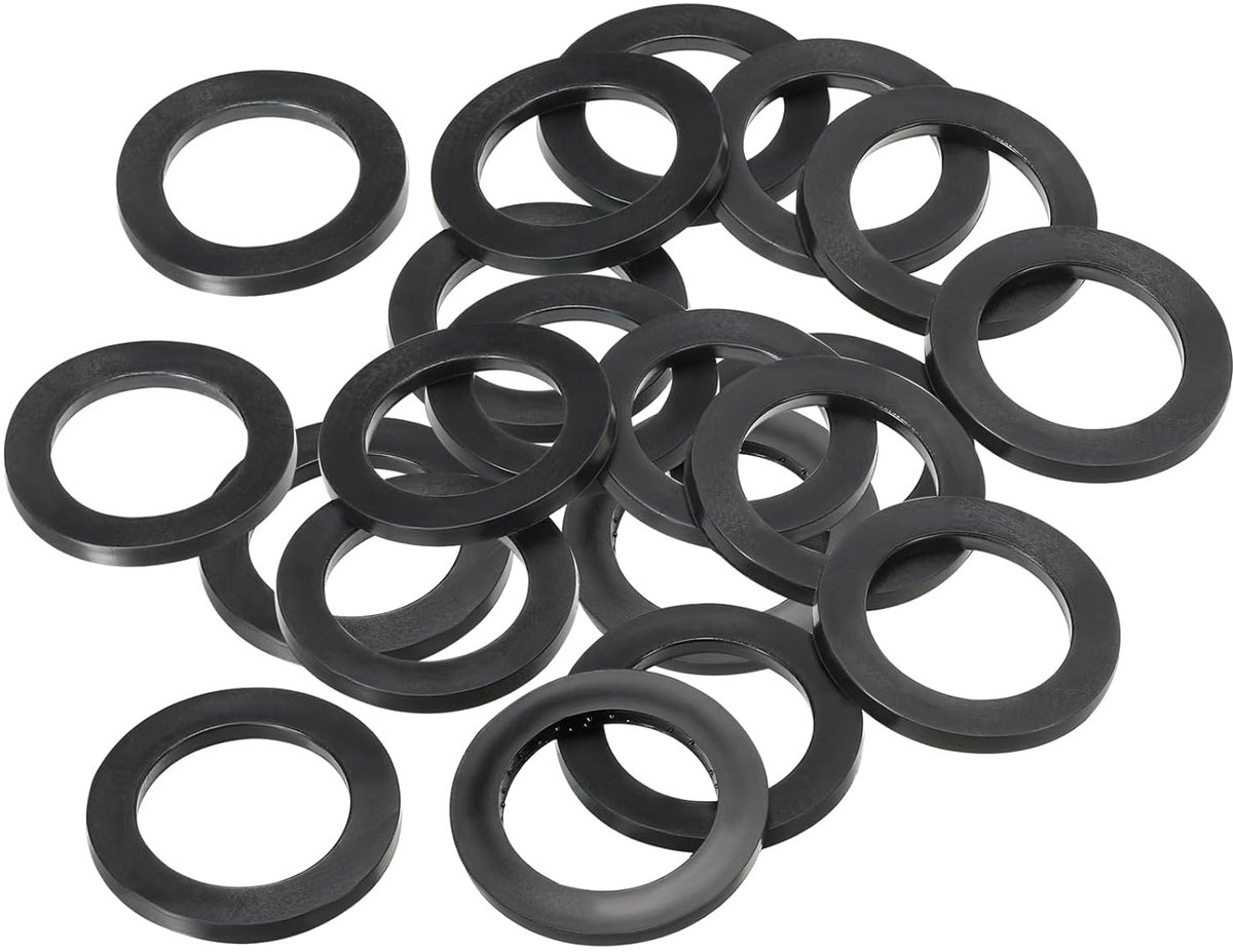M32 Rubberen sluitringen, rubberen afdichting, rond, 20 stuks, 32 mm ID, 46 mm OD, 4 mm dik, platte sluitringen, set, afdichtingsrubber voor kraanbuis, bevestigingsschroef, zwart