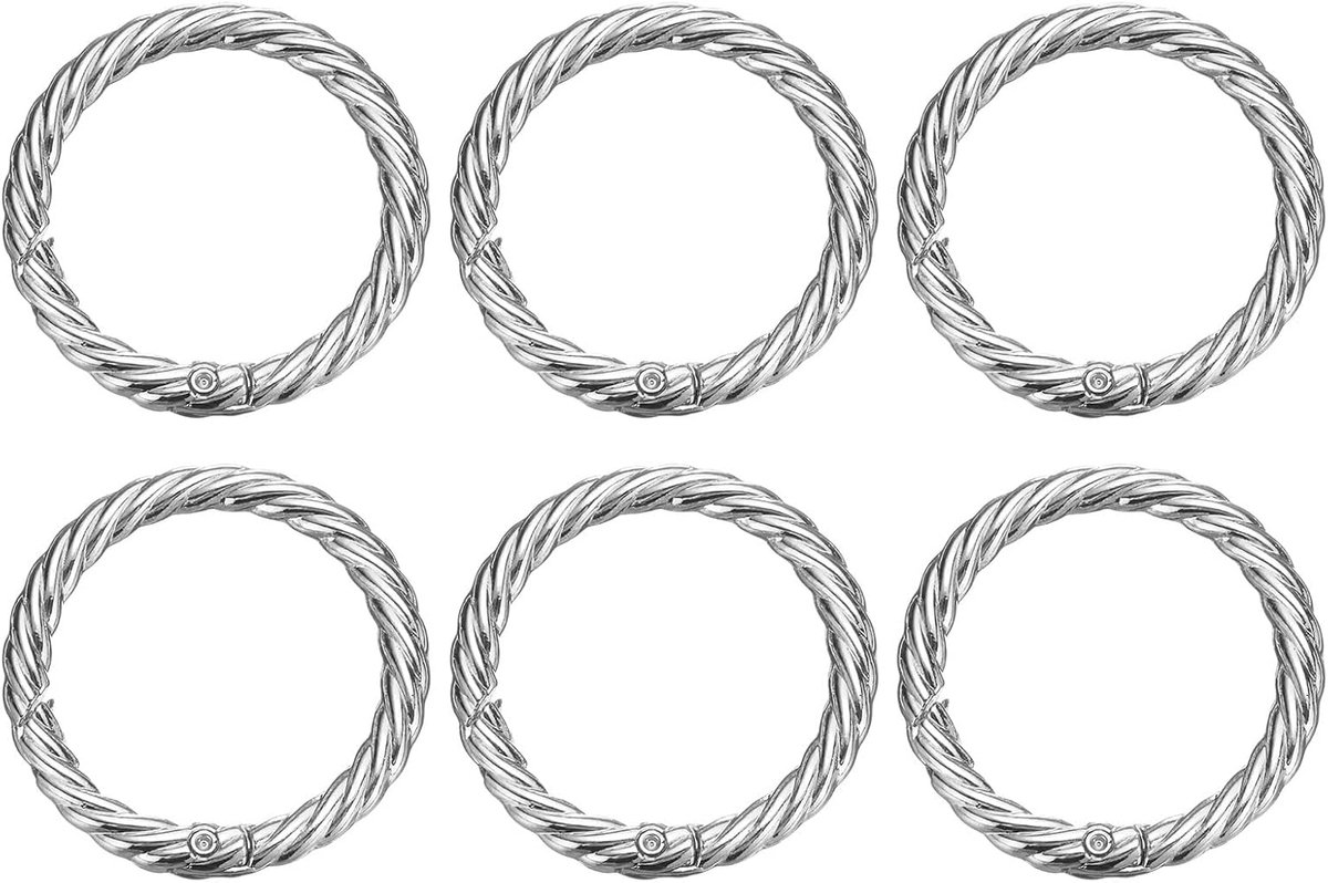 6 stuks lente O-ringen 1 1/4 inch ronde trigger metalen snap haak cirkel zilveren sleutelring clip sleutelhanger voor tassen handtassen portemonnees sleutelhanger