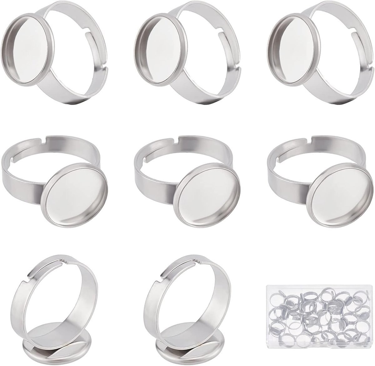 40 stuks/doos roestvrij stalen ringlunetten blanco's, 12 mm, Roestvrij staal