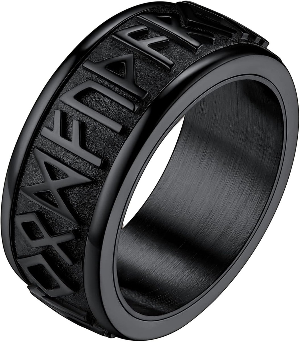 Ringen Gepersonaliseerde Noorse Runen Fidget Ring voor Angst RVS Nordic Ringen voor Mannen Vrouwen Maat O tot Z+3 met Geschenk Verpakt