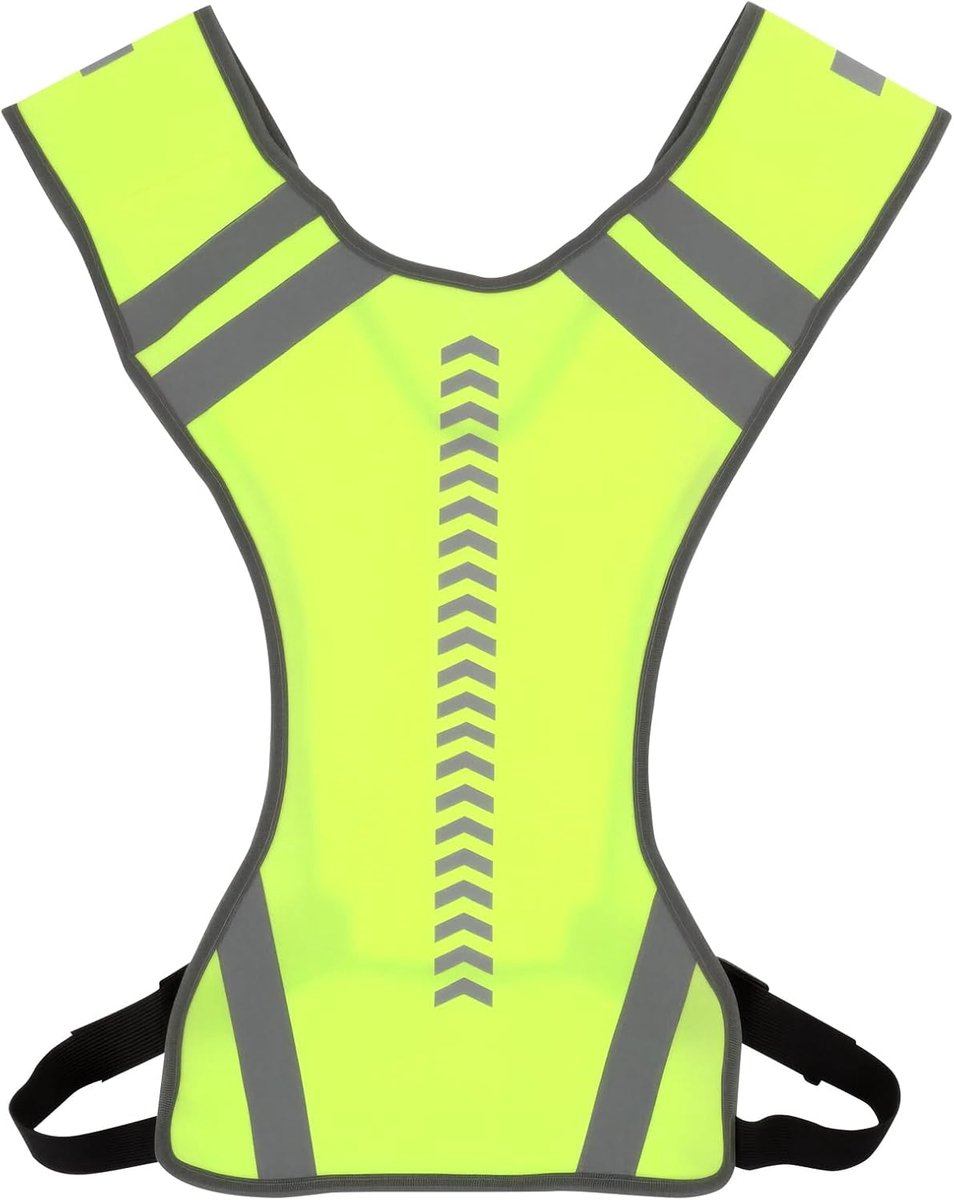 Veiligheidsvest voor volwassenen – Ademend veiligheidsvest voor fietsen, hardlopen en wandelen, verstelbaar met reflecterende strips (geel, voor dames en heren)