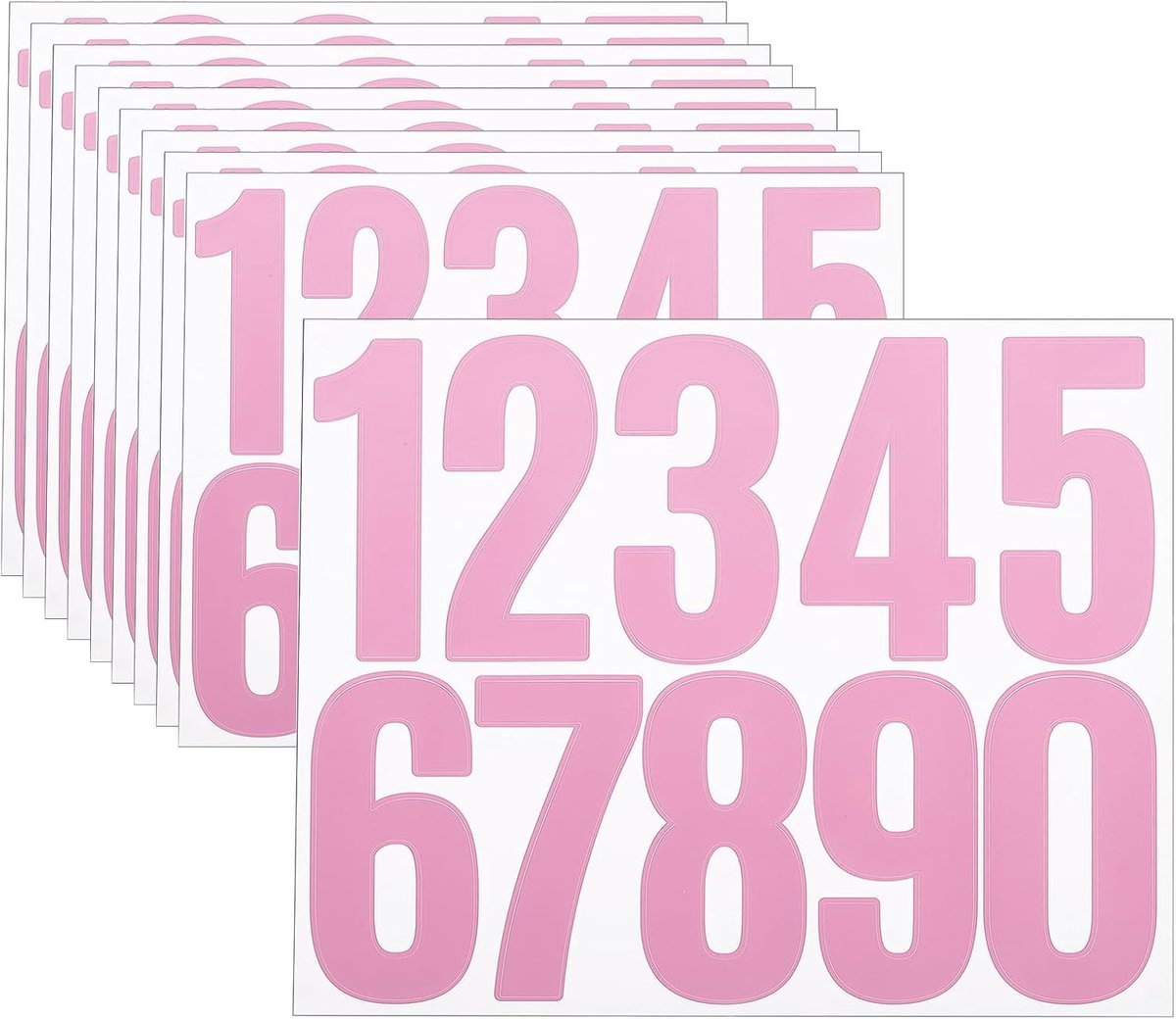 10 vellen cijferstickers, 0-9 vinyl, 7,6 cm, waterdichte nummerstickers voor brievenbus, bord, raam, deur, huisnummer, roze
