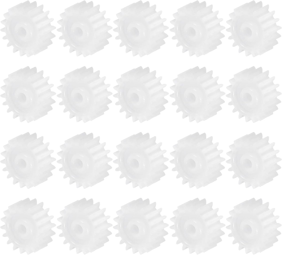 20 stuks kunststof tandwielen, 18 tanden, kunststof motortandwiel, model 182A, reductie-transmissie voor RC auto model doe-het-zelf robot (wit, module 0,5)
