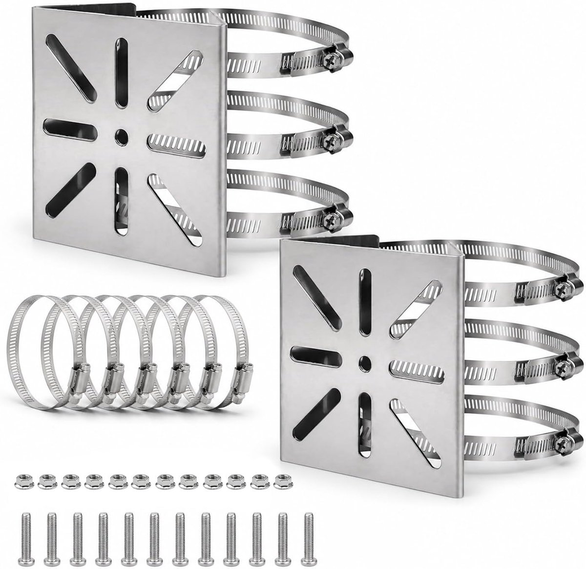 2 stuks ring camerabeugel voor bewakingscamera, universele verticale paalhouder, universele houder met 6 klemmen voor ringcamera, IP-camera, CCTV-camera’s voor buitengebruik