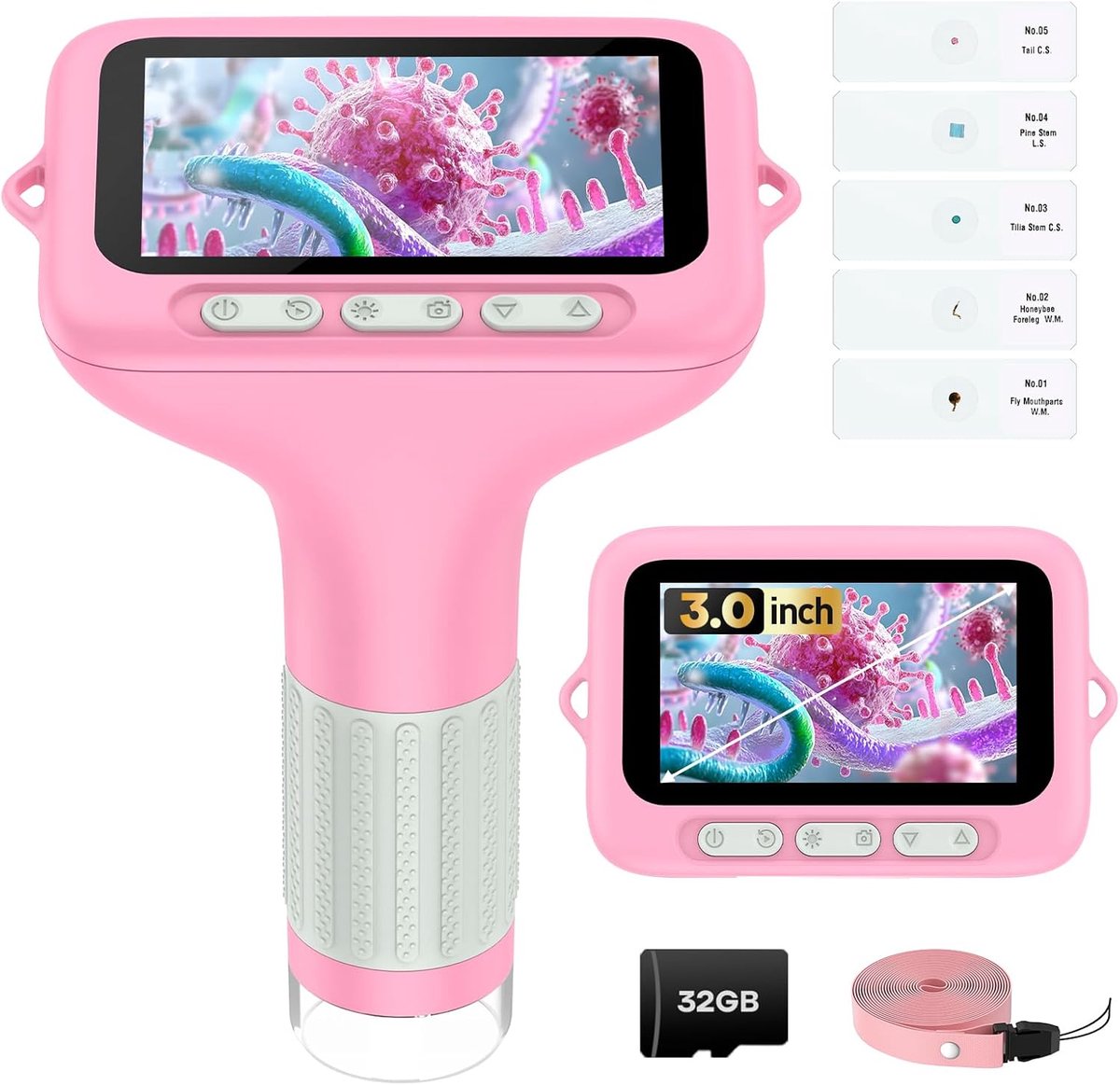 Microscoop voor kinderen handheld miniscoop: 1000X 3 scherm oplaadbare mini-zak draagbare miniscoop vergrootglas 4K munt sieraden loep edu wetenschap STEM speelgoed cadeau 4-12 jongens