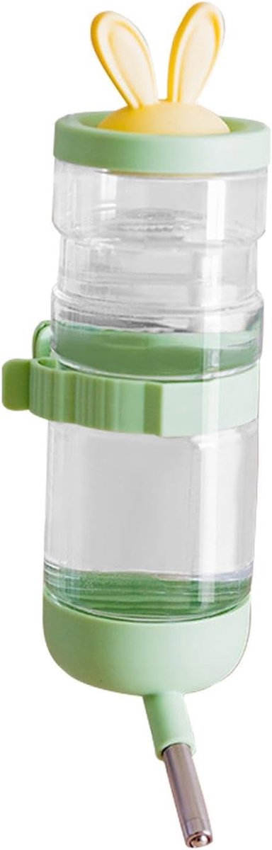 Dieren waterdispenser - Drinkfles klein dier - Zelfstandig drinken - Zelfsluitend ventiel - 550 ml - Groen