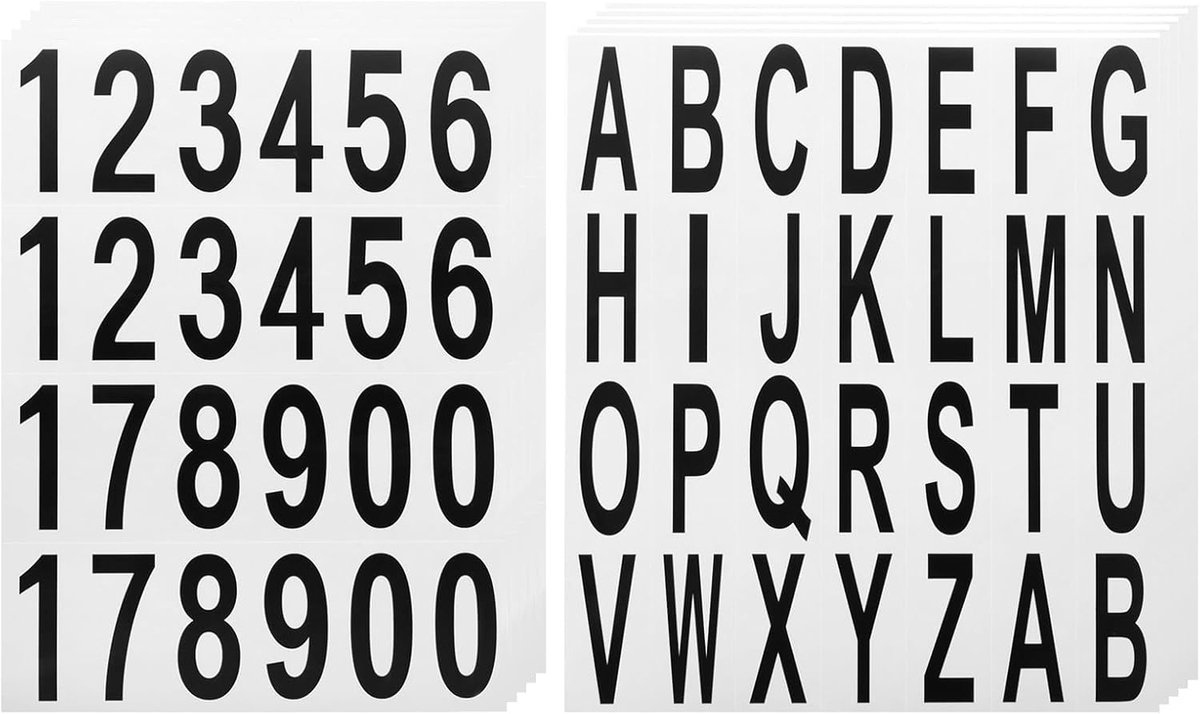 10 vellen kleine brievenbus, cijfers en letters, reflecterend vinyl, waterdicht, letterstickers voor binnen en buiten, stickers, zwart, wit, 10 stuks