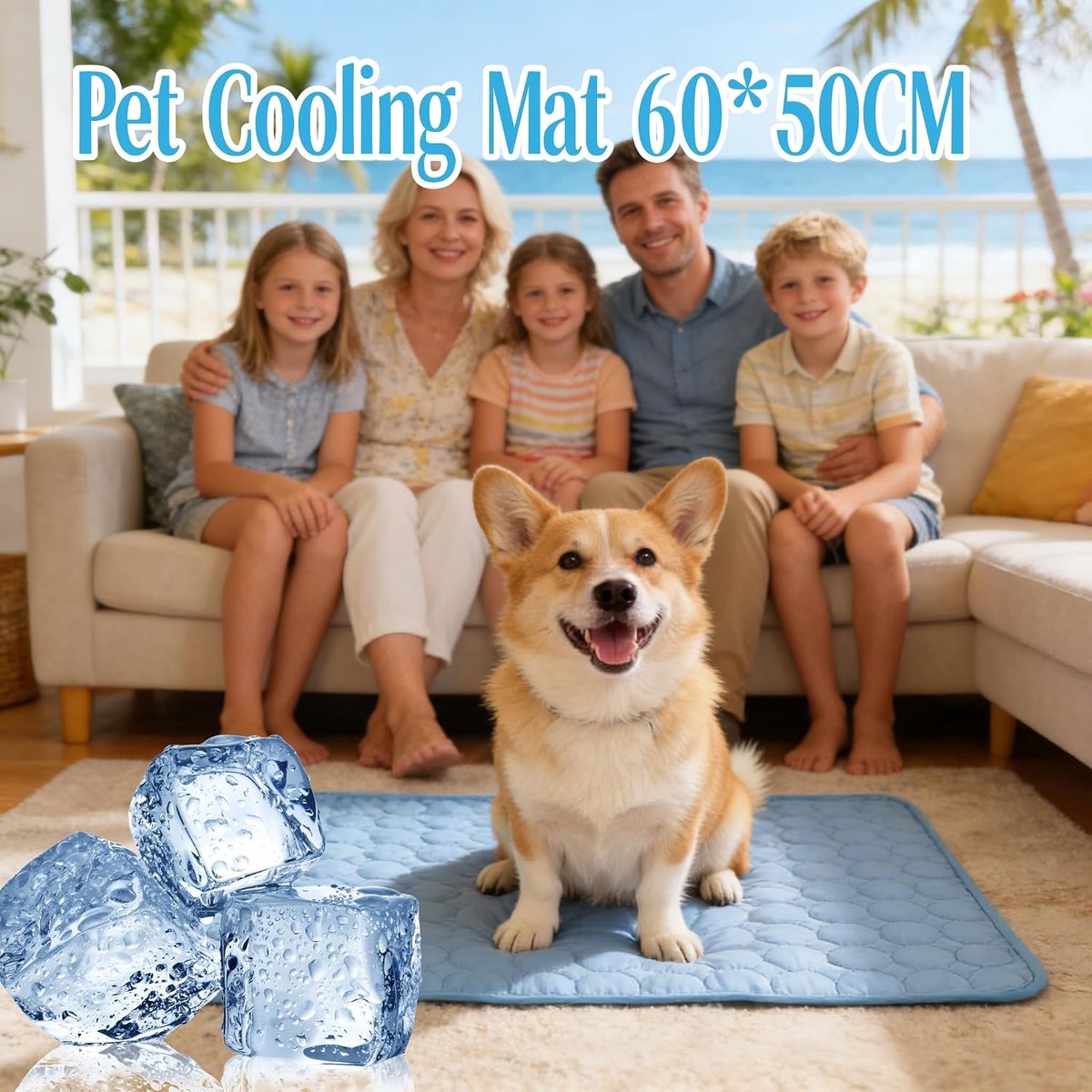 60 x 50 cm koelmat hond grijs hondenbed wasbaar hondendeken onderweg outdoor hondenbed reisbed hond kattenkussen hondendeken en blauwe dubbele gaten klauwschaar voor huisdieren