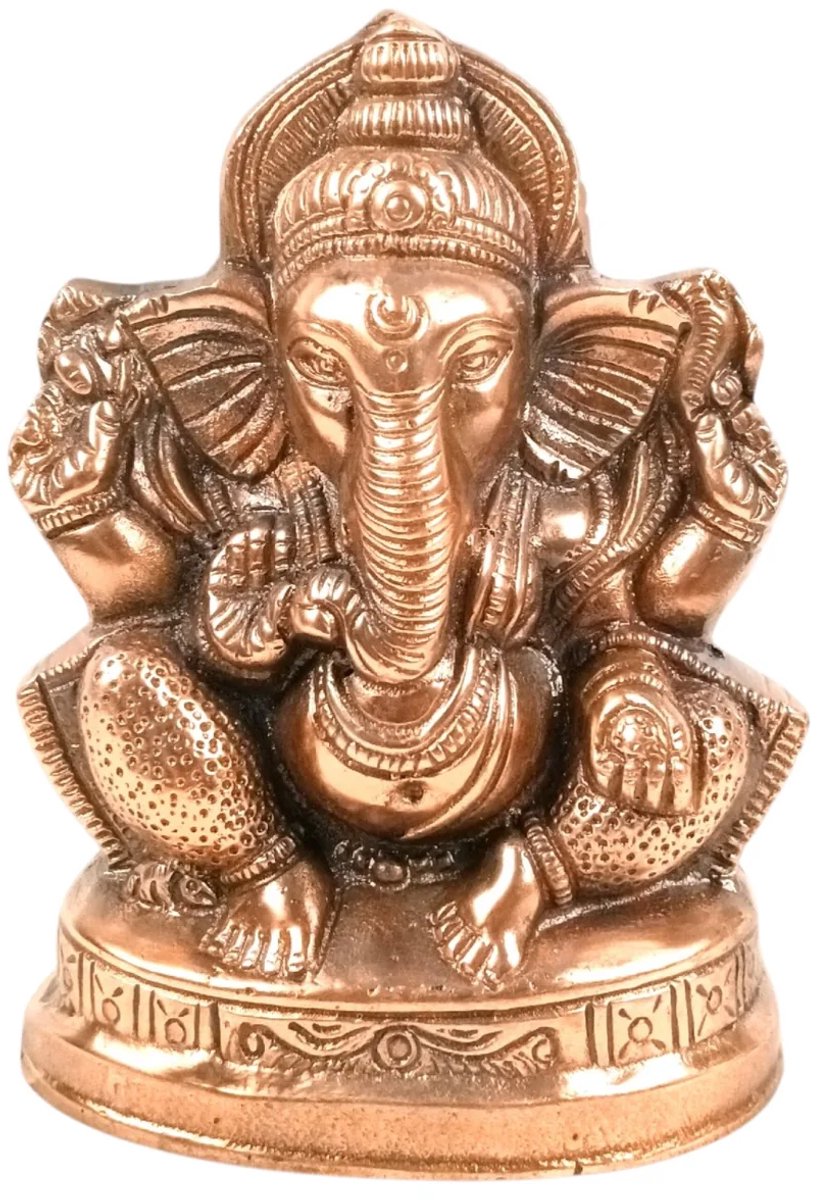 N3 Collecties Ganesha-beeld van metaal met koperen afwerking